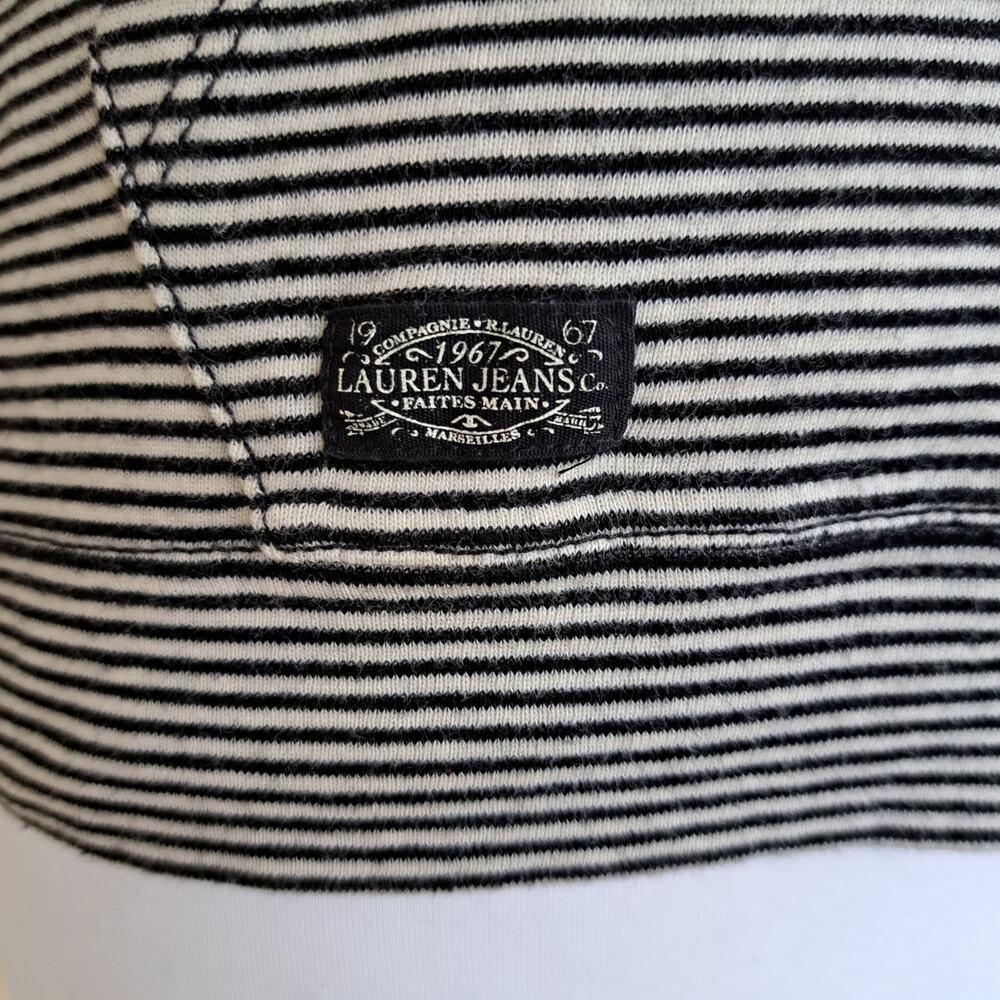 LAUREN Ralph Lauren Navy Stripe Jersey Hoodie Top Medium - Picture 8 of 9